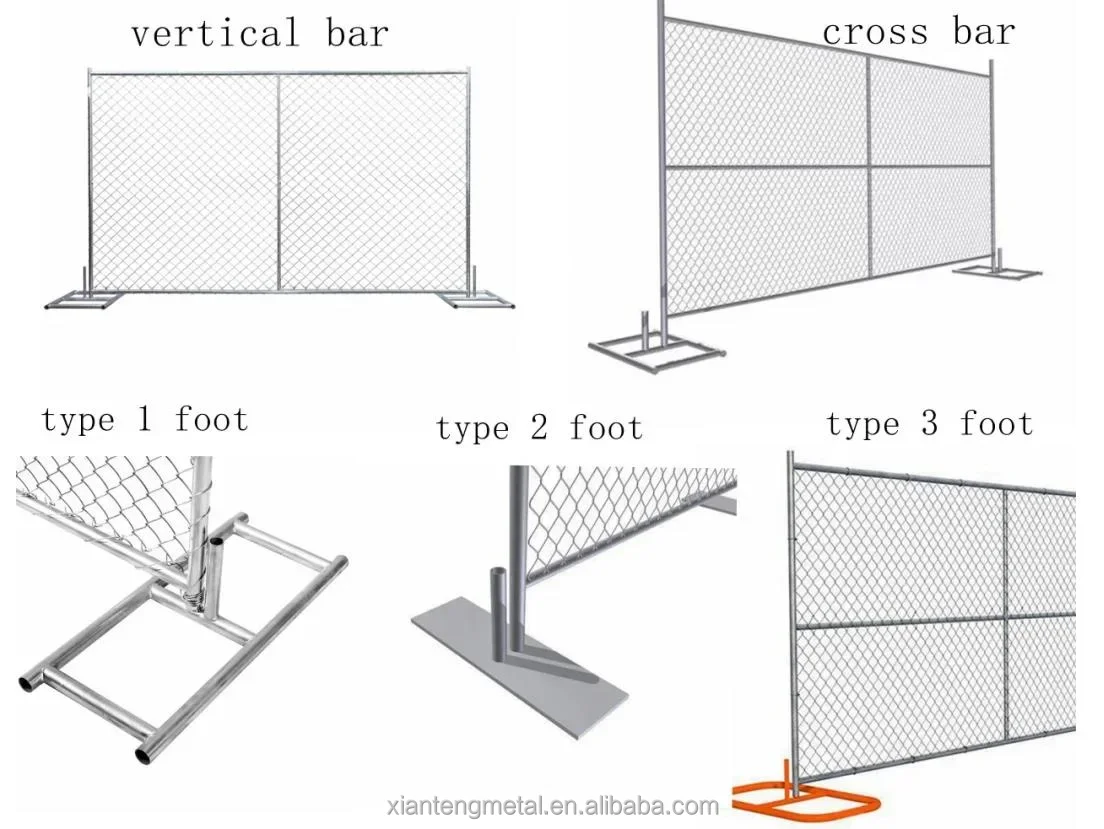 Hot Sale Easily Assembled Portable American Galvanized Temp Fence Construction Chain Link Fence Panel Temporary Fencing