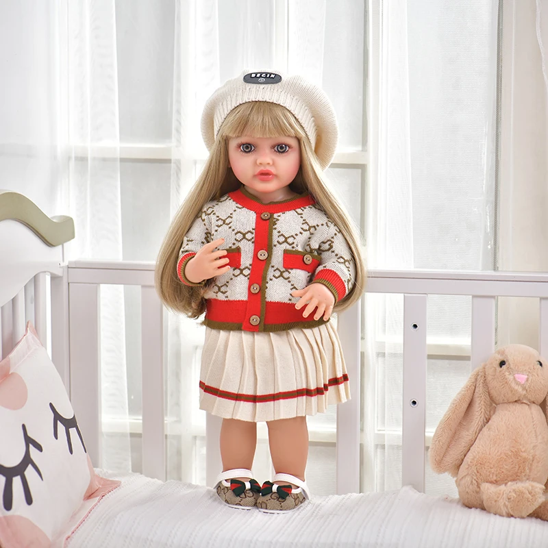 New 55cm soft vinyl doll silicone doll baby doll toy conversation function kids toys for play With Fashion Clothes Accessories