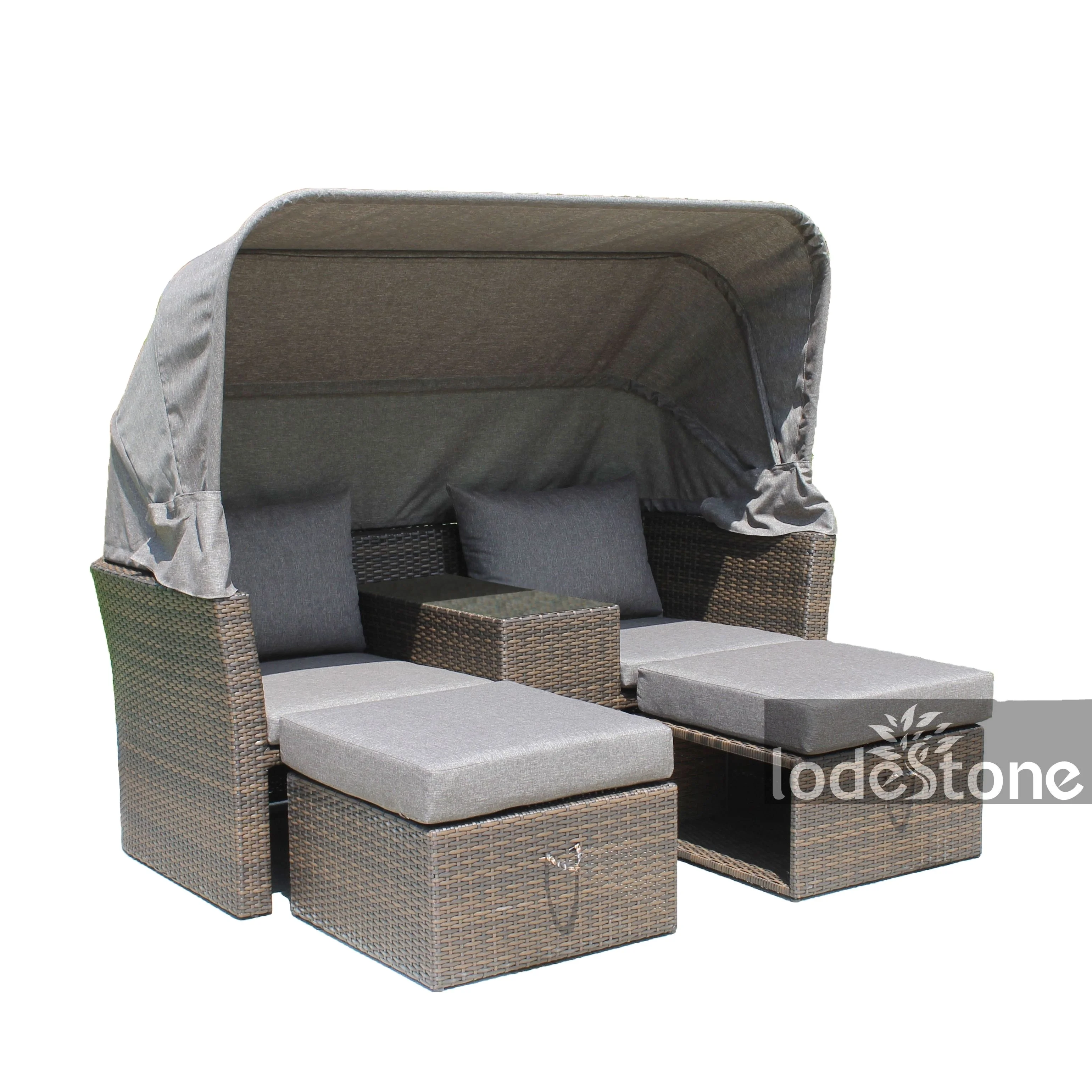 Hot selling ambia garden furniture outdoor rattan sofa with canopy