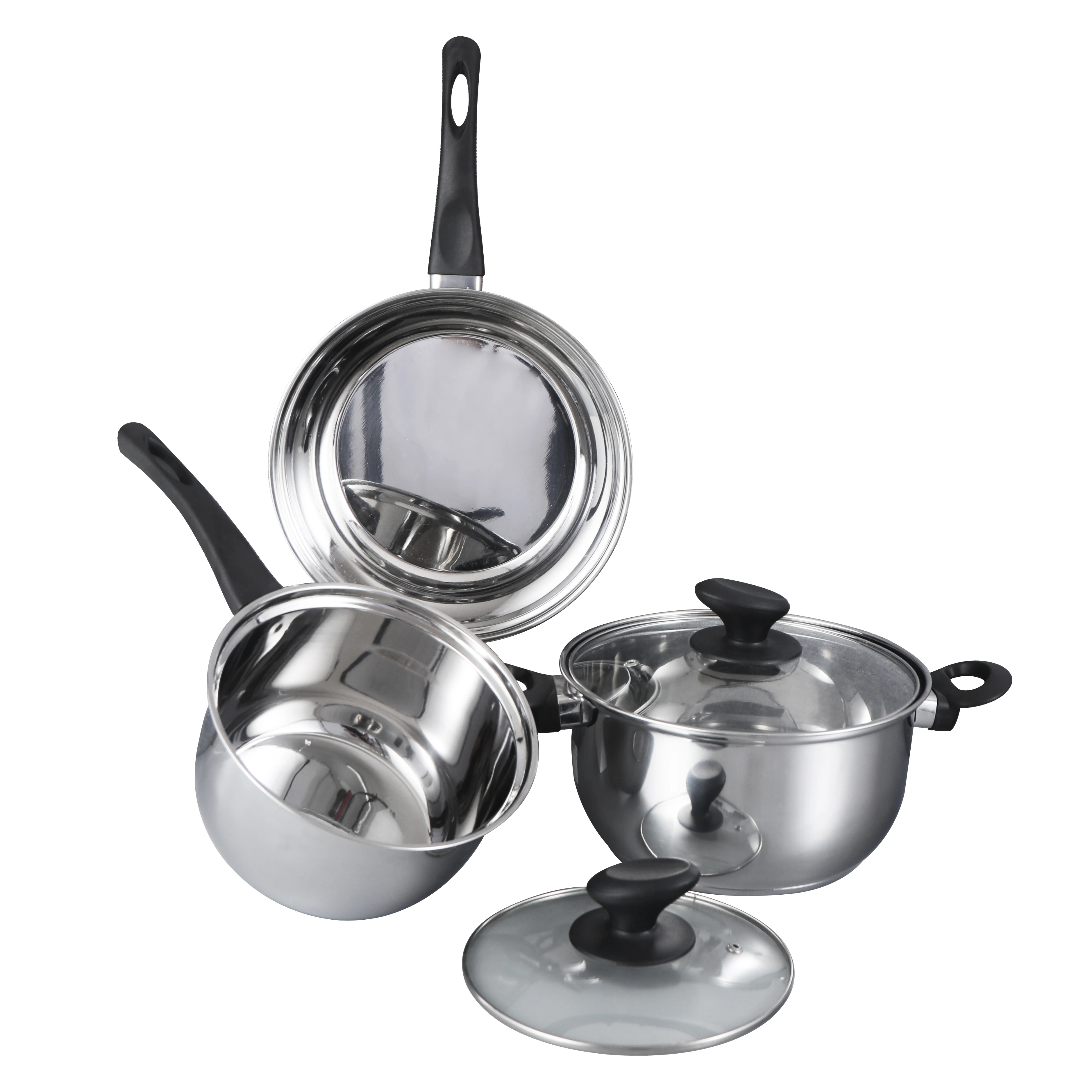 Induction cookware set hot sales kitchenware cooking soup milk pot stainless steel kinox saucepan cookware sets