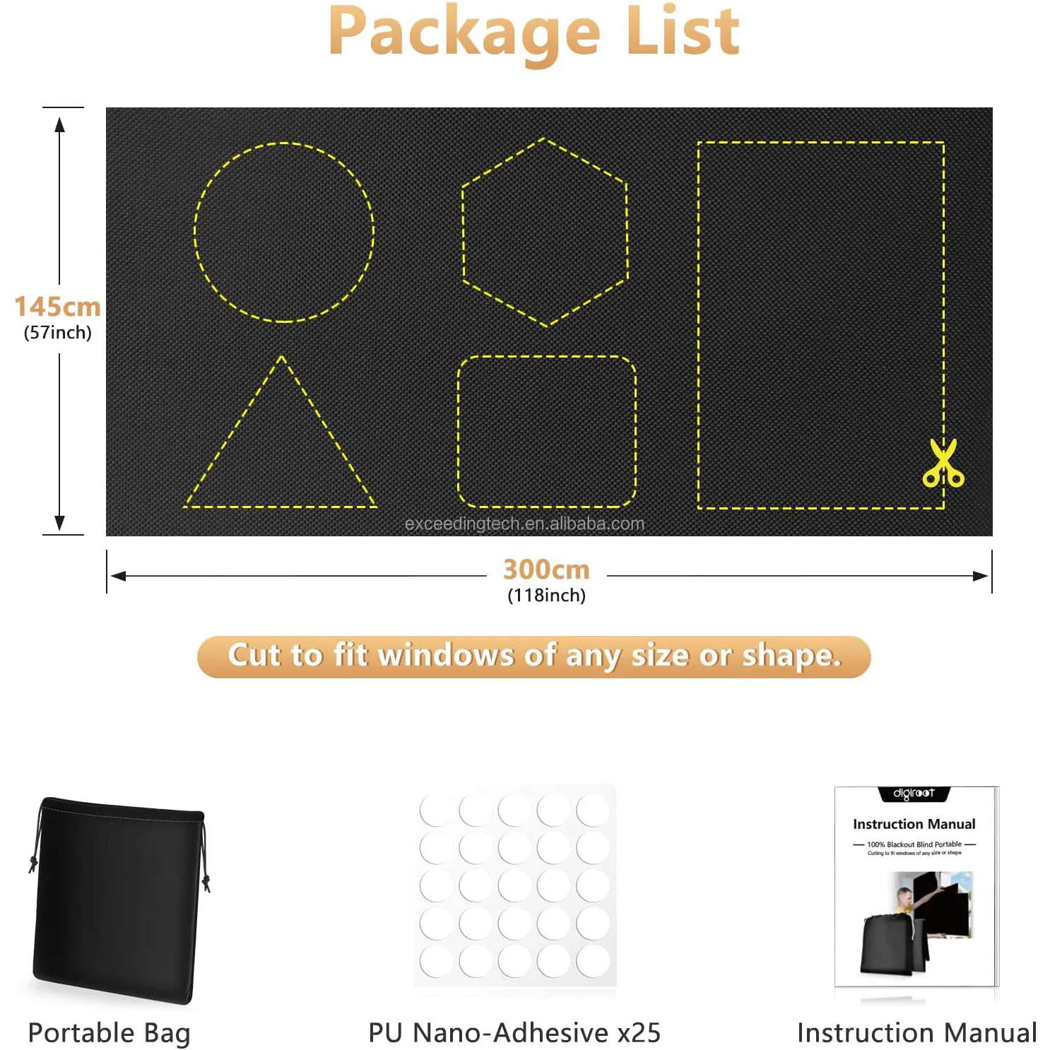 customized cuttable silver coated 100% blackout sun block window curtain punch free adhesive outdoor Portable blackout curtains