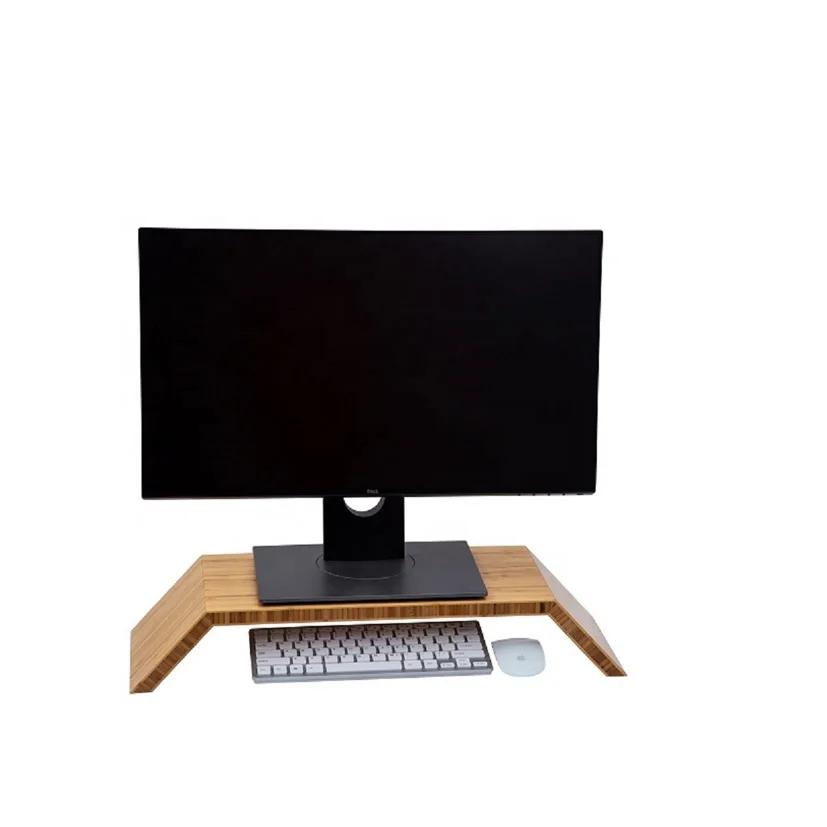 Desktop Organizer Standing Desk Bamboo Wooden Laptop PC Computer Monitor Stand Riser