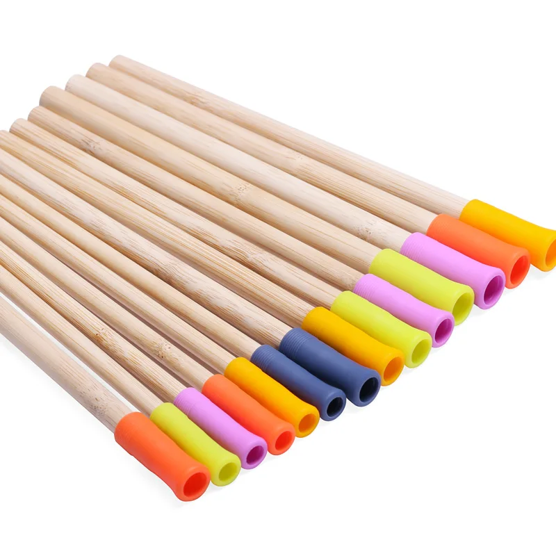 Eco Friendly Collapsible Reusable Silicone Bamboo Drinking Straws