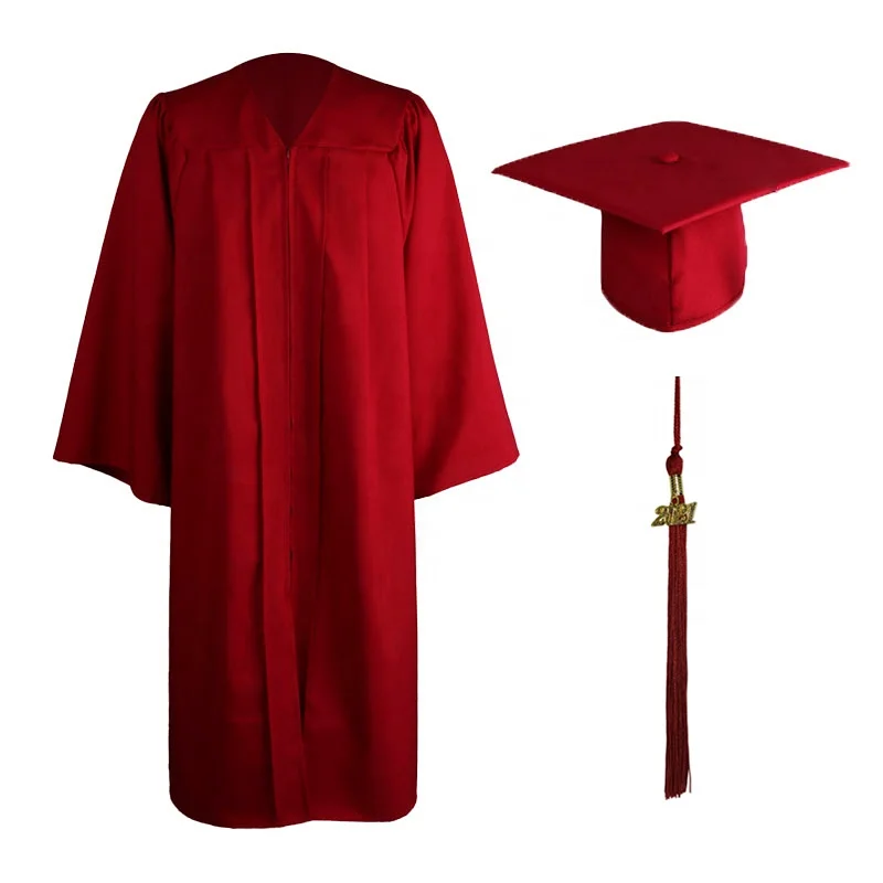 Wholesale 100% polyester black color matte fabric graduation cap and gowns