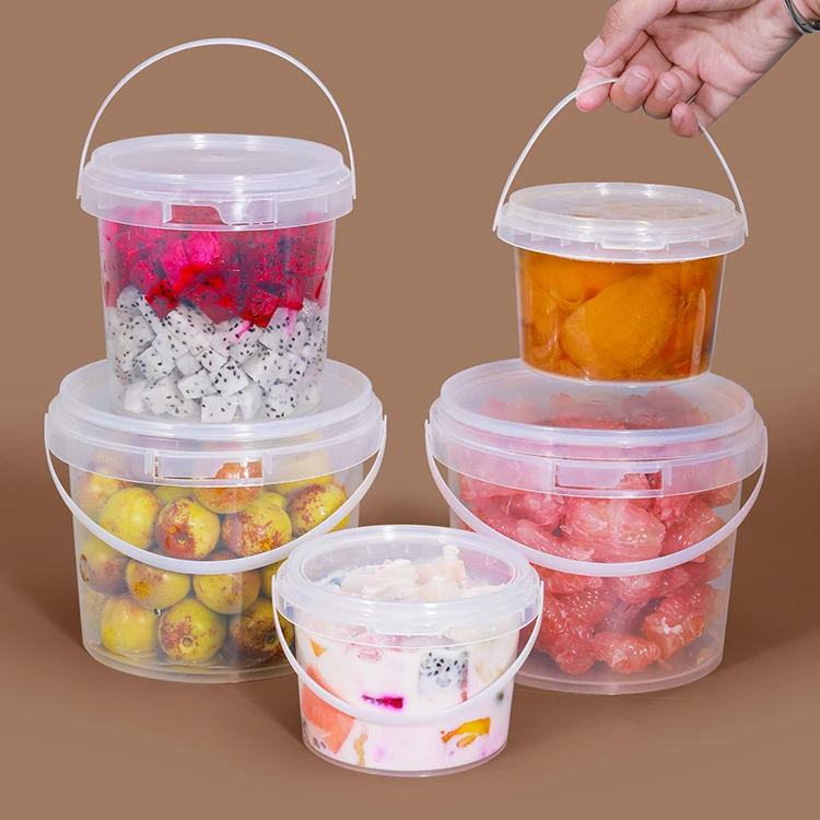 Transparent kitchen storage box , sealing lid food grade packing bucket and plastic food container for take away soup containers