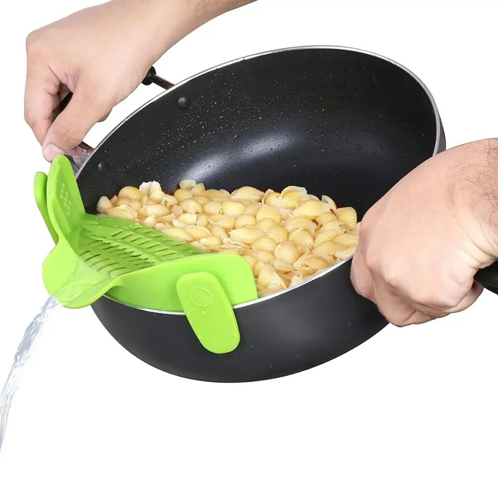 Adjustable Silicone Clip-On Hot Pot Food Strainer Silicon Clip On Pasta Strainer Colander For Pots
