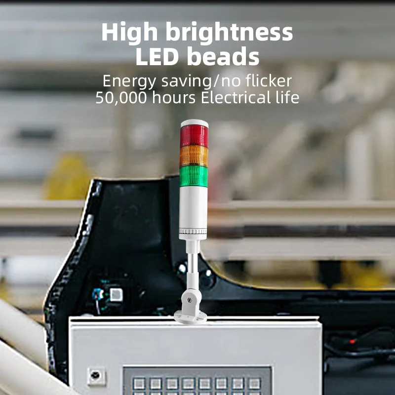 BENLEE IP65 Waterproof LED Signal Tower Light with Custom Logo 24V Buzzer/Flashing Stack Warning Light Tower Custom Pole Length