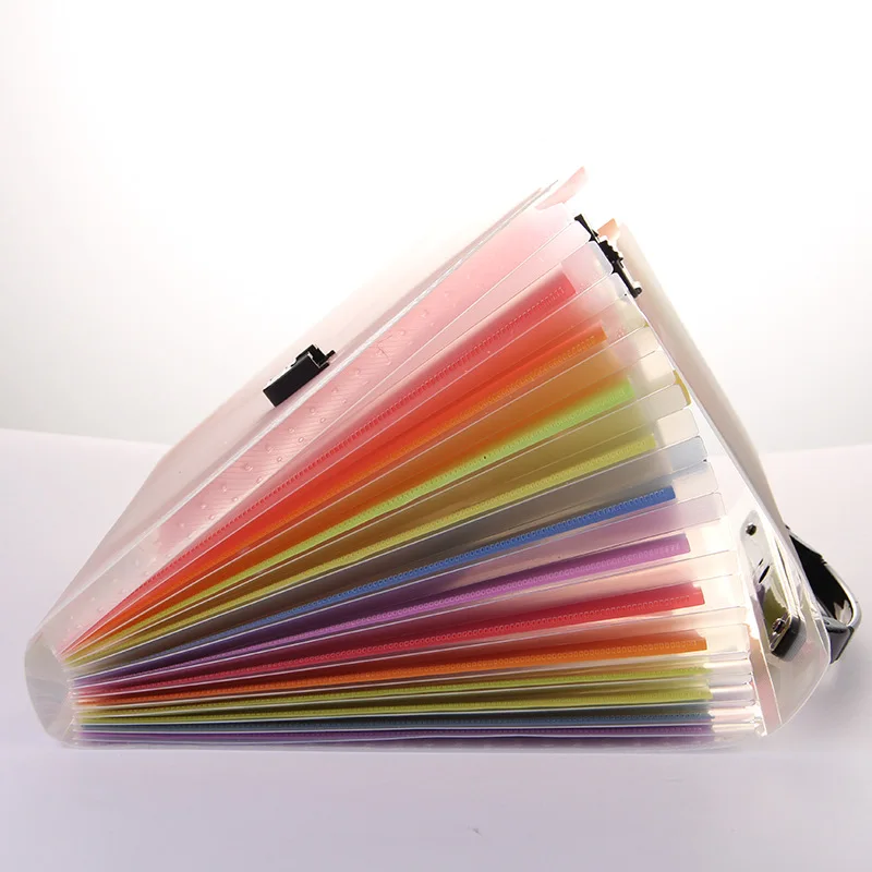 Rainbow A4 organ bag 13-grid multi-layer document bag  paper file folder storage information box