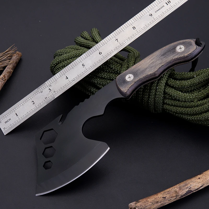 Multi function Camping tools stainless steel axe wooden axe handle survival hatchet