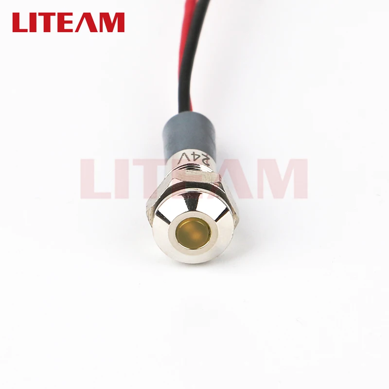 Factory manufacturing Waterproof Mini 6mm Motorcycle Signal Led Pilot Lamp Red Blue 12Volt Metal Indicator Light With 150mm wire
