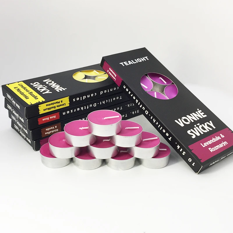 LH33 Hot Sale Handmade Custom Scentes Aroma Private Label 10pcs Gift Box  14g Scented Tealight Candles