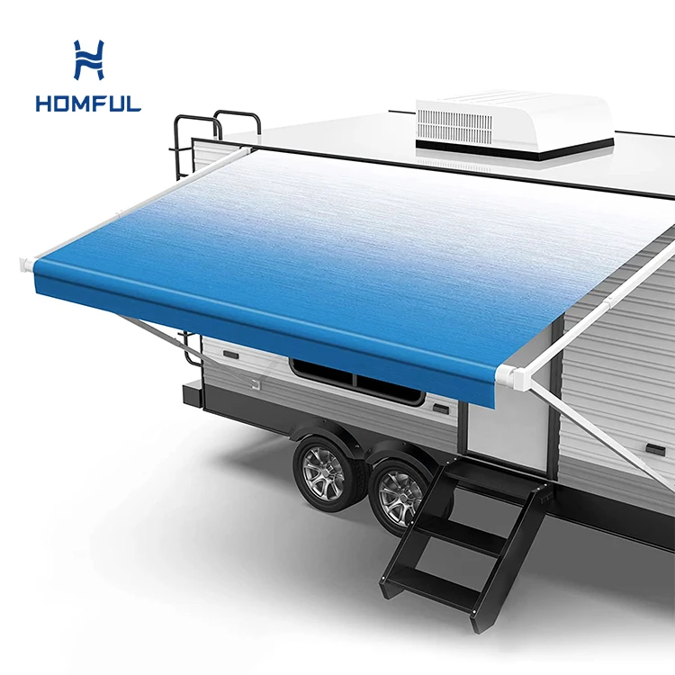 HOMFUL RV Accessories Cassette Retractable Motorhome Awning Fabric Camper Trailer Caravan RV Awning