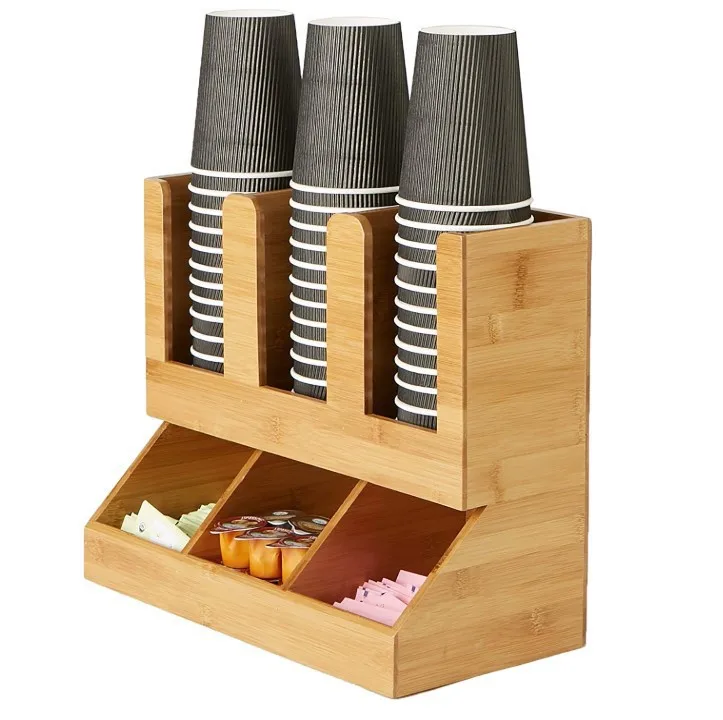 Creative New Bamboo Wood Storage Cup Holder Organizer Coffee Tea Bag Storage Display Holder For Home Office