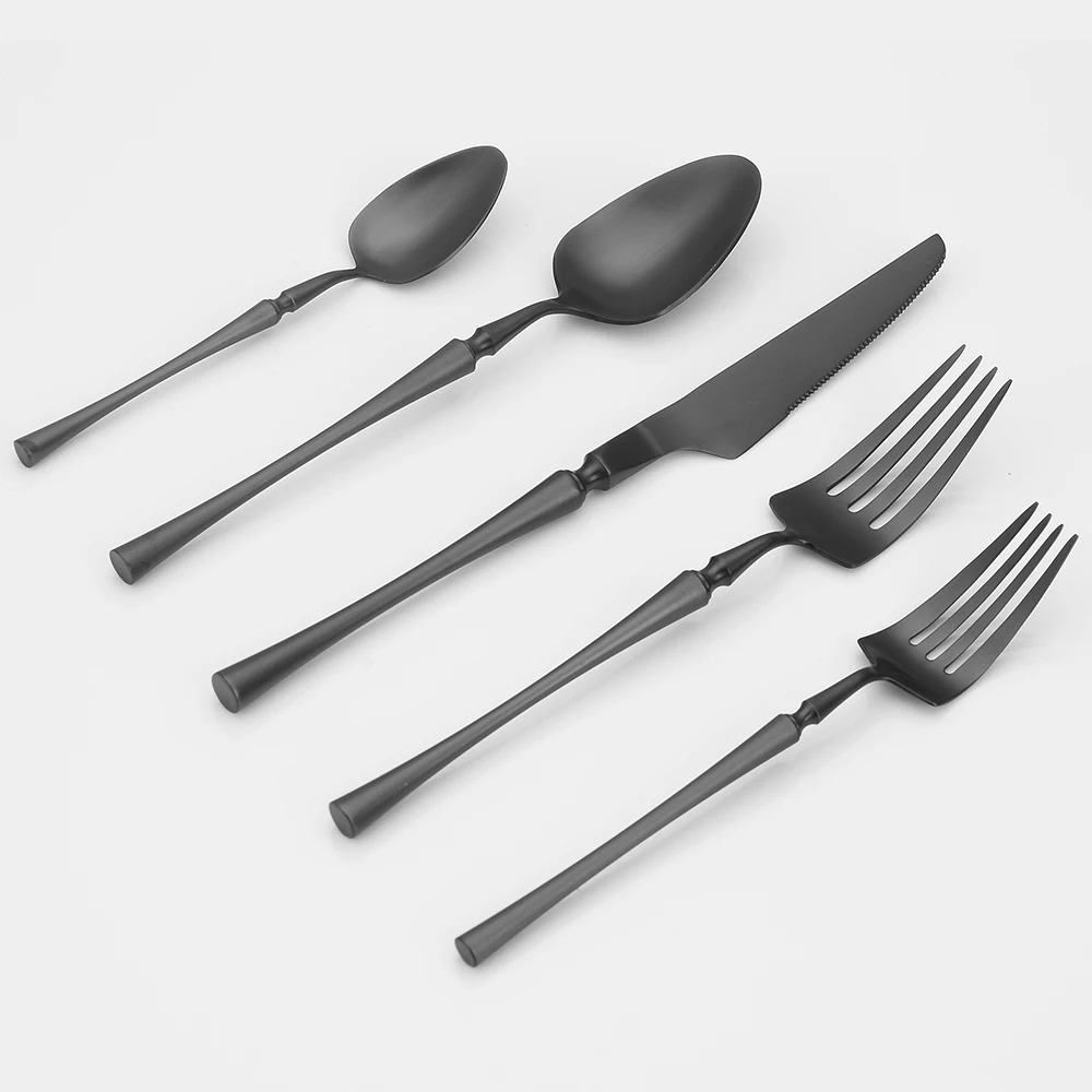 wedding hotel tableware kitchenware knife spoon fork stainless steel cutlery 18/8 satin gold flatware set