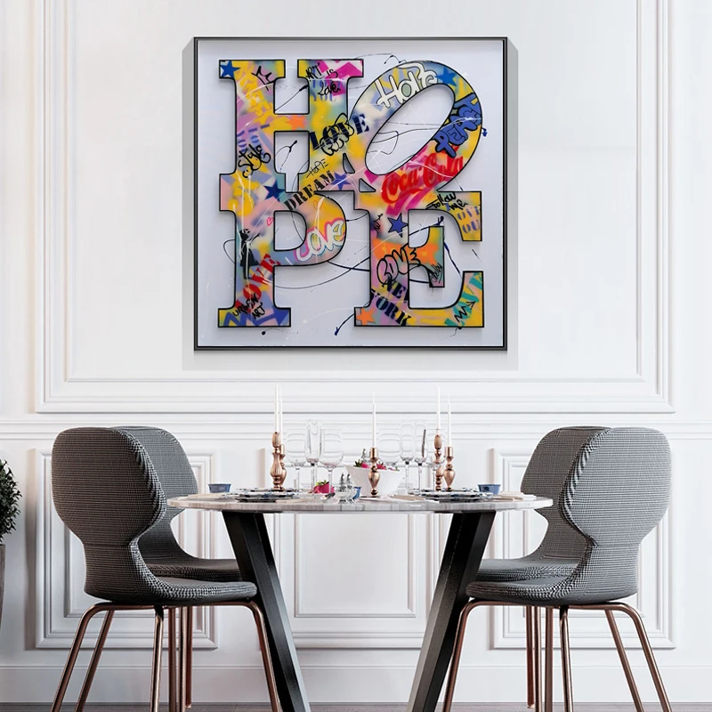 Мотивационные плакаты и принты Love HOPE на холсте, уличное граффити