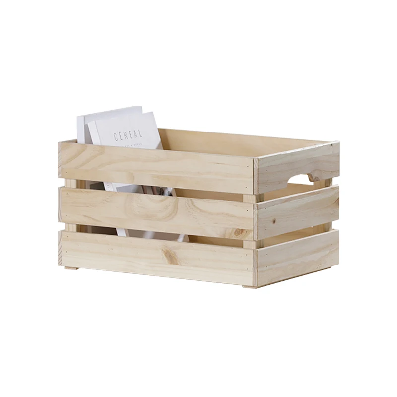 Wholesale factory custom wooden box for bedroom sundries rack solid wood pine storage beer basket in stock sell