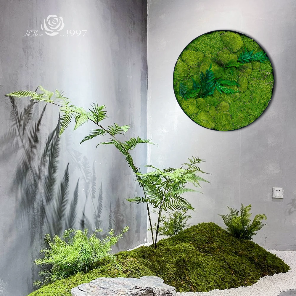Hfloral Moss Wall Panel Decor Real Preserved Moss Natural Green Wall Art Moss Frame Black or White