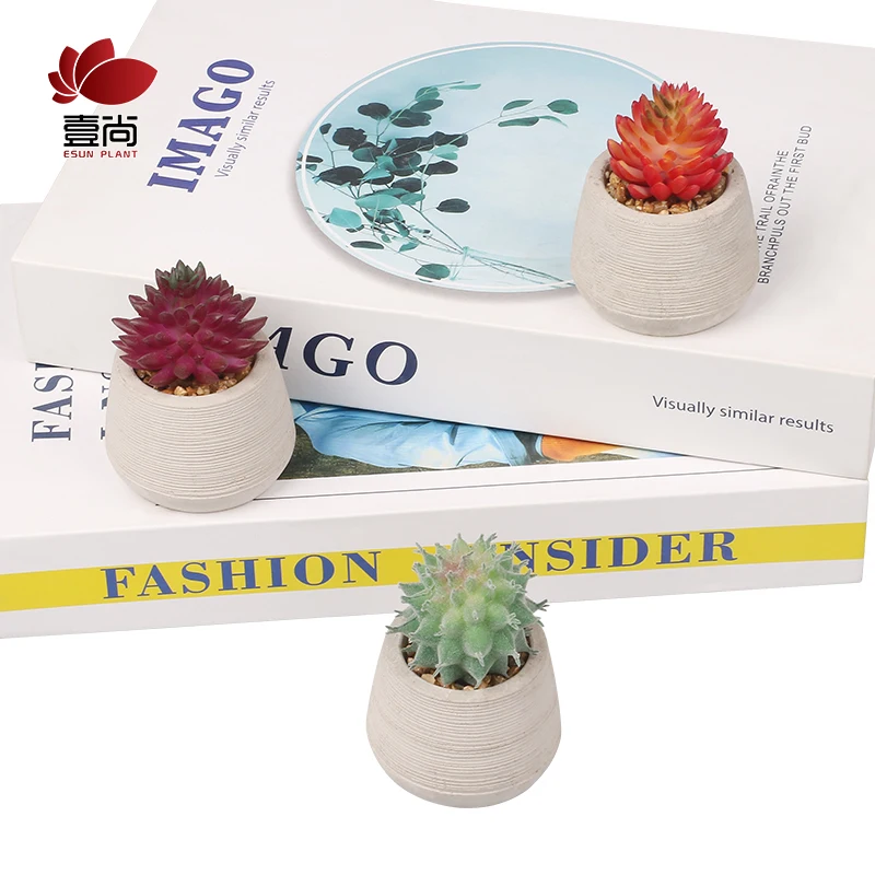 ES1343  Artificial cement potted succulents,  interior decoration for office bedroom desktop Artificial succulent plant