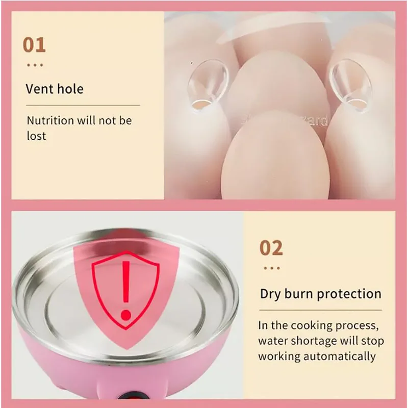 Portable Commercial Automatic Mini Egg Cooker Electric Stainless Steel Boiler Machine Steamer Double Layer Egg Cooker