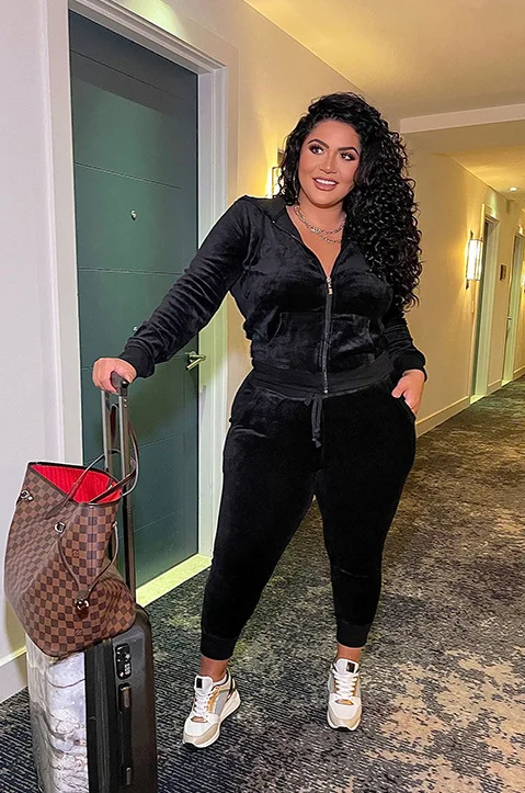 Fat Women Velvet Matching Outfits Colorful Warm Thick Sherpa Casual Jacket 2022 Fall Ladies 2 Piece Hoodie Plus Size Pants Sets