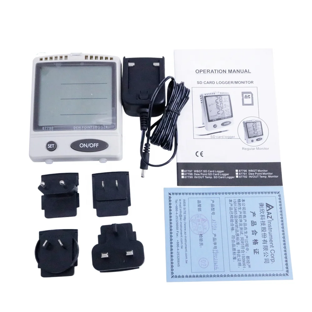 AZ87798 Dew Point Humidity Temperature Tester AZ87798 with Check dangerous Heat Conditions Through WBGT Indext Meter