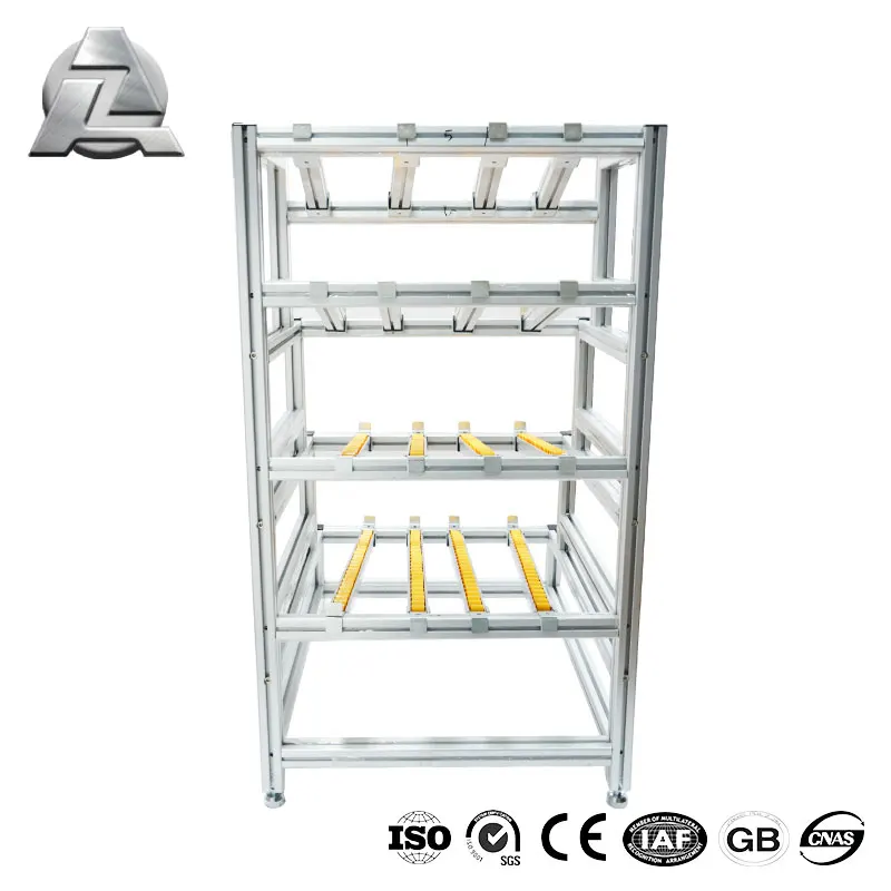 Hot sale conveyor line Aluminum t slot fluent shelves rack shelves with roller
