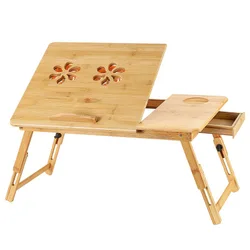 High-Quality Bamboo Portable Laptop Desk with drawer