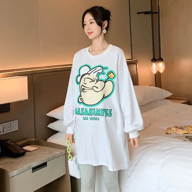 Maternity autumn suit 2021 new fashion models long sleeve large size top for women Spring and Autumn Internet celebrity small