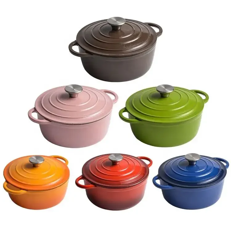 XLW Thickened Candy Colored Enamel Stew Pot Soup Pot Enamel Pot with Lid Cast Iron Dutch Oven with Dual Handles Cooking