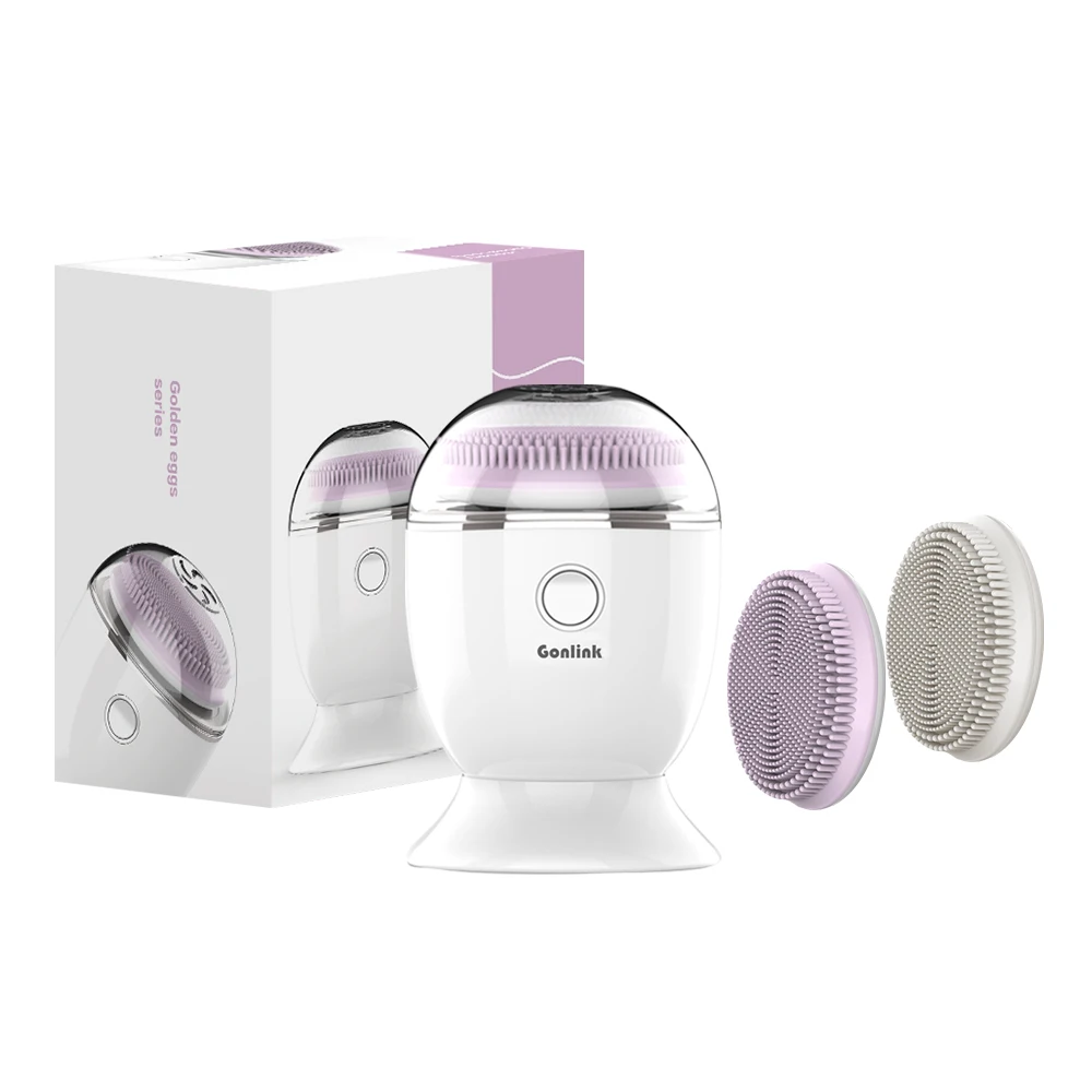 3 modes sonic vibration massaging facial brush Double Heads softness Customized silicone face cleansing brush sensitive skin