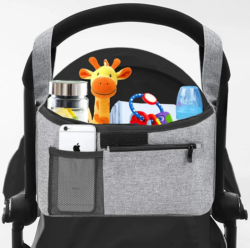 Extra large Lightweight baby bag for stroller Grey baby jogger stroller bag baby stroller storage bag with mesh pocket