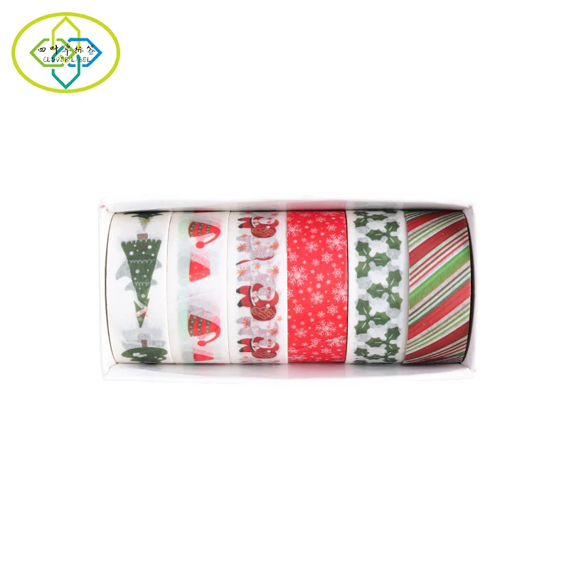 Custom christmas tapes printing masking paper tape box decorative adhesive journal washi tape