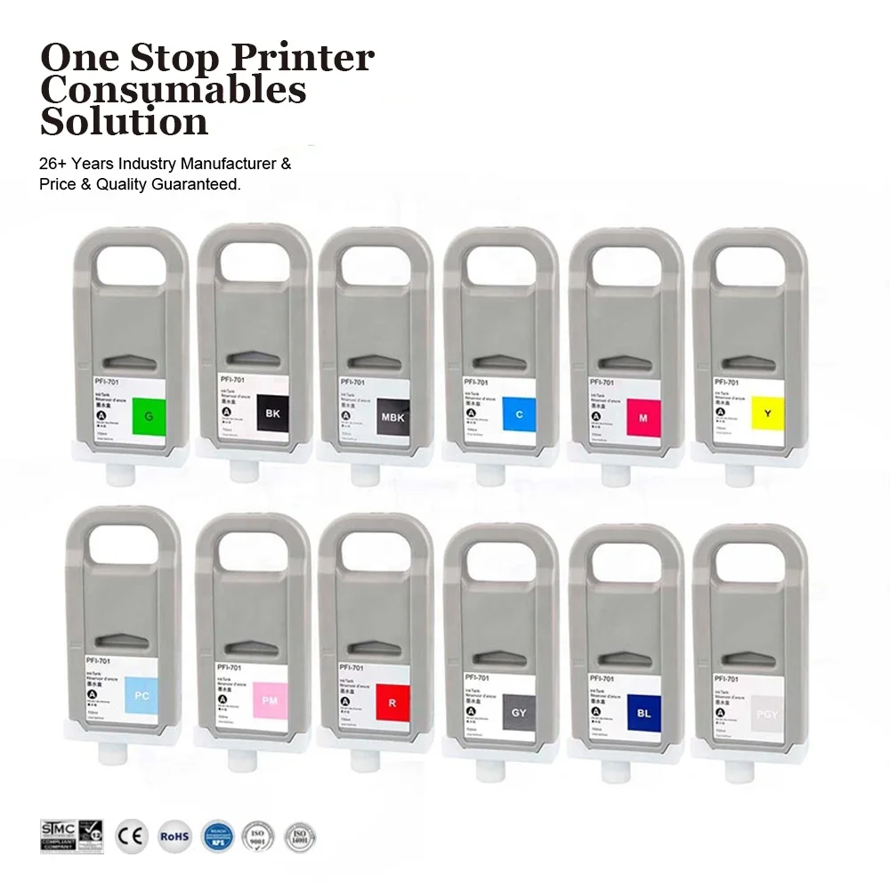 INK-POWER PFI 701 PFI701 PFI-701 Premium Compatible Color Inkjet Ink Cartridge for Canon IPF8100 IPF9400 Printer