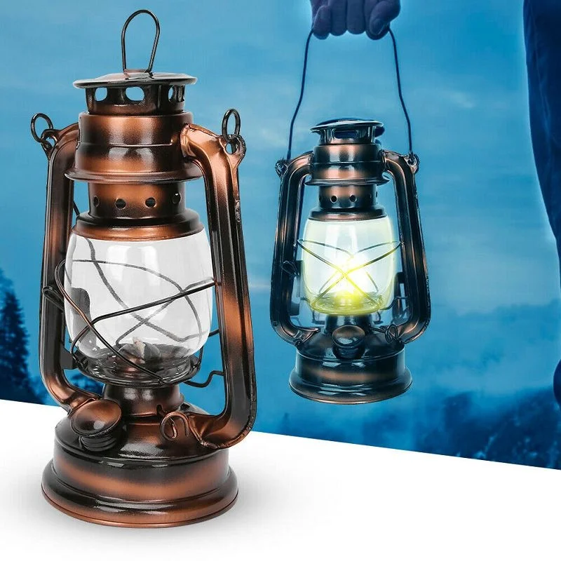 Vintage Kerosene Lantern Camping Lamp Oil Light for Outdoor Coating bronze