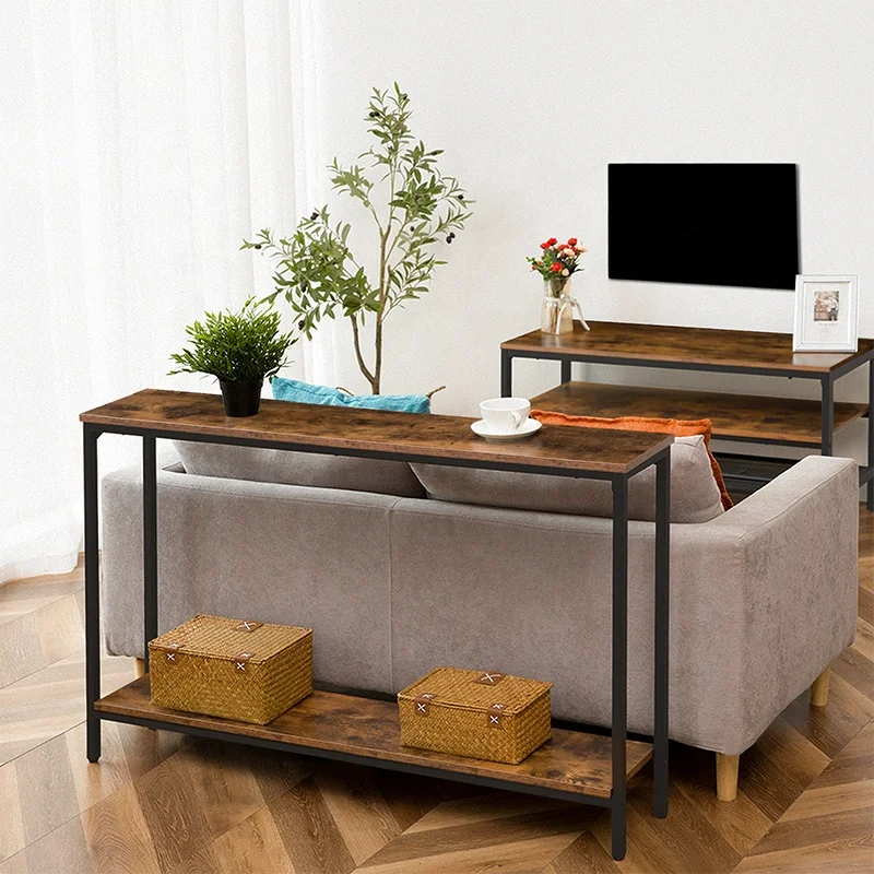 Industrial Style Sturdy metal Wooden console table for Living Room, Office