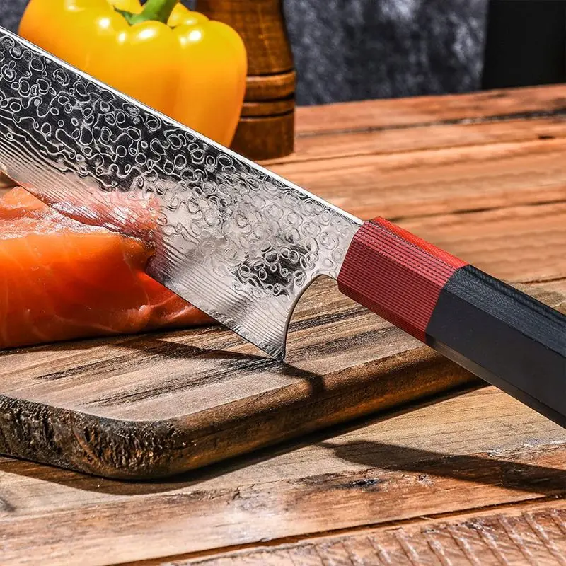 Multipurpose 8 Inch G10 Handle Chef Knife Damascus Steel  Kitchen Knife  For Home Restaurant Market