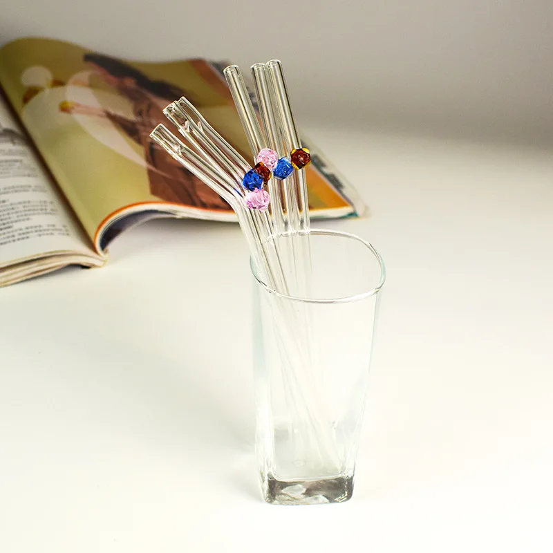 Лидер продаж креативная прозрачная стеклянная трубочка для защиты губ в форме цветка сока взрослых и детей