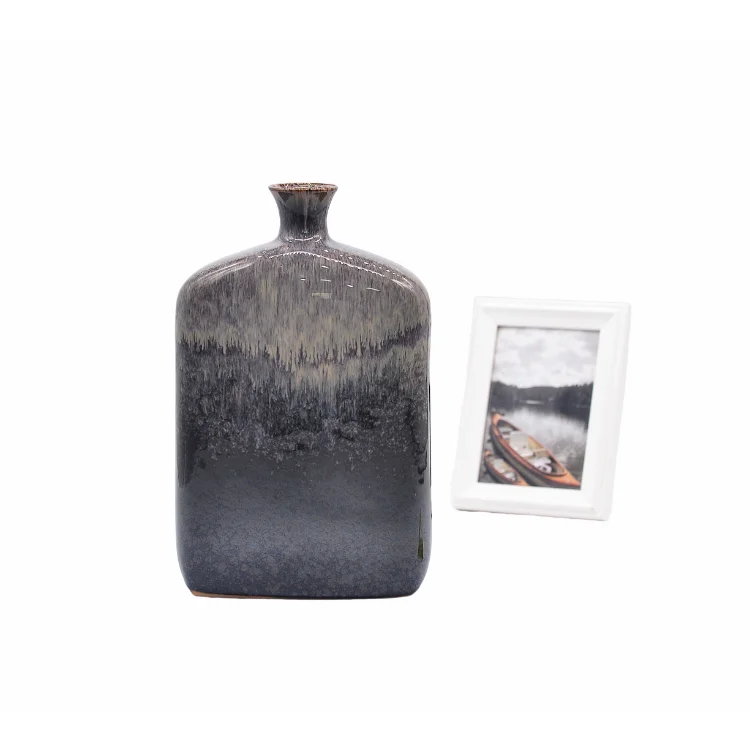 Large Clay Ceramic Matte Single Black Vase For Living Room church decoration vase