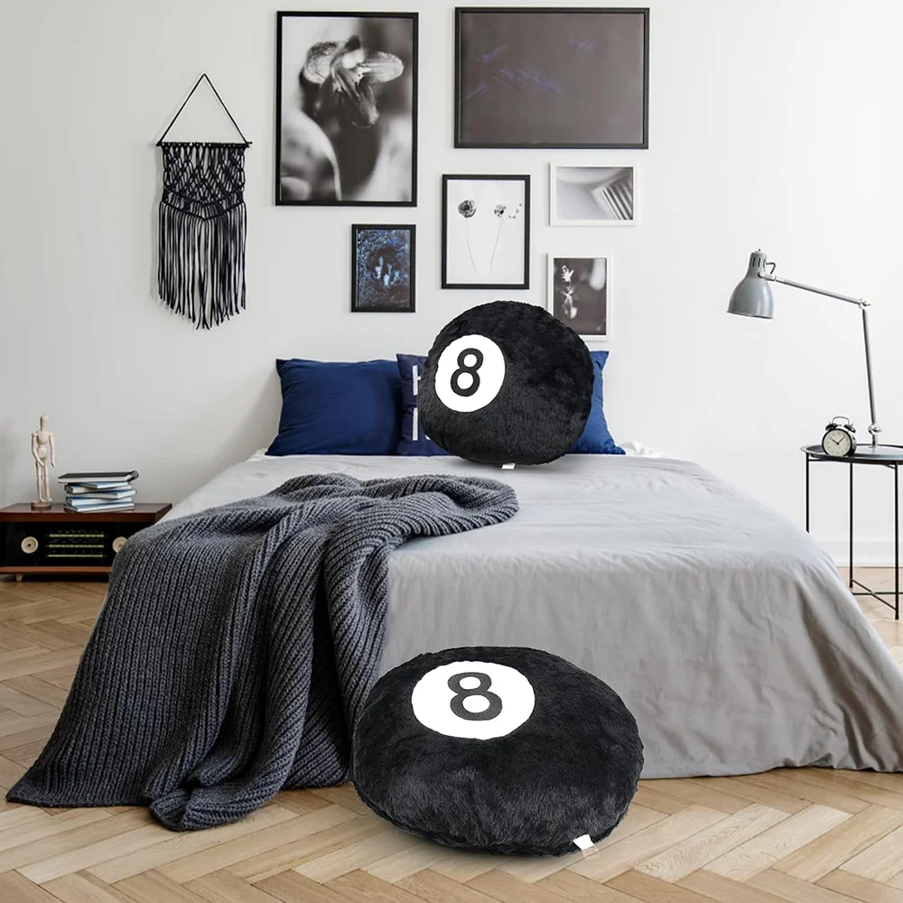 Table Tennis Black 8 Ball Stuff Pillow Sporty Bed Gaming Cozy Cushion Beatselling 14 Inch Throw Pillow for Home Decor Luxury