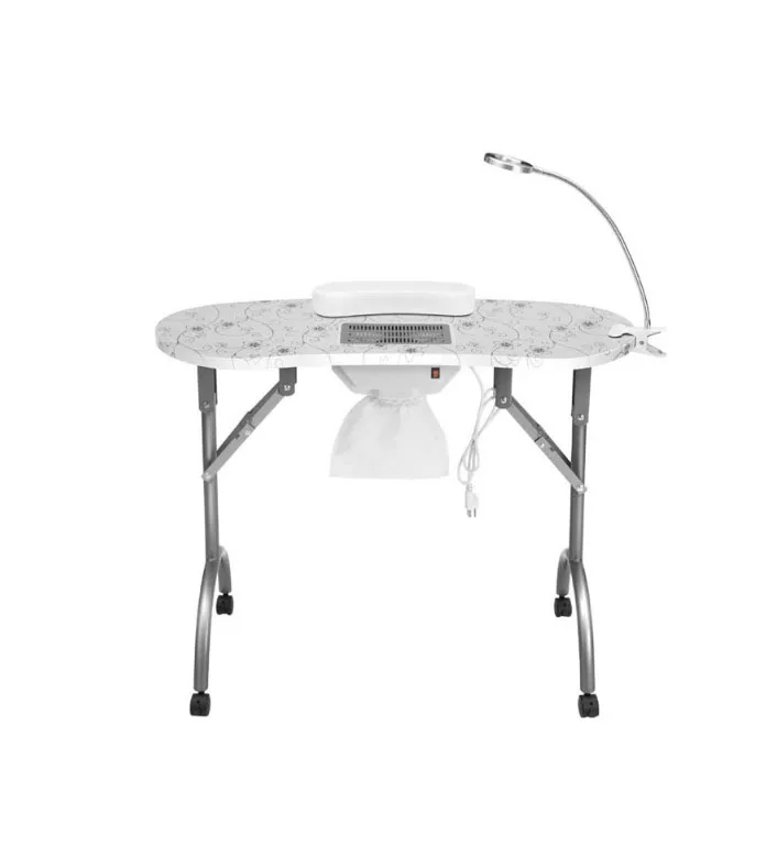 Cheap Black White Salon Nail desk Furniture Folding Nail Table with Vent