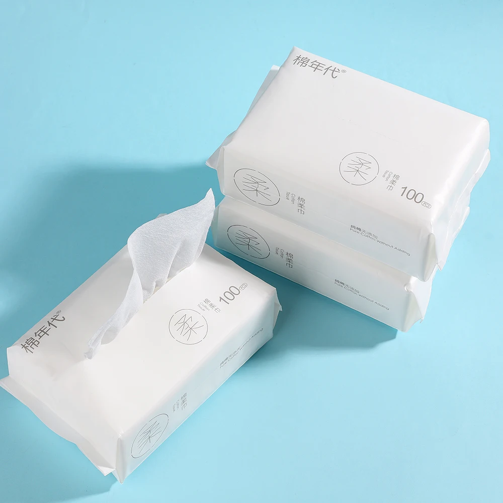 Multi-purpose other baby supplies disposable eco-friendly face towel 100% raw cotton fabric absorbent cotton tissue towel