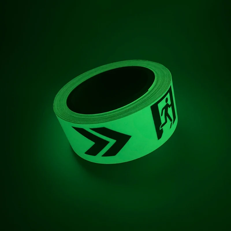 Photoluminescent luminous vinyl signage marker sticker tape small roll glow in the dark tape