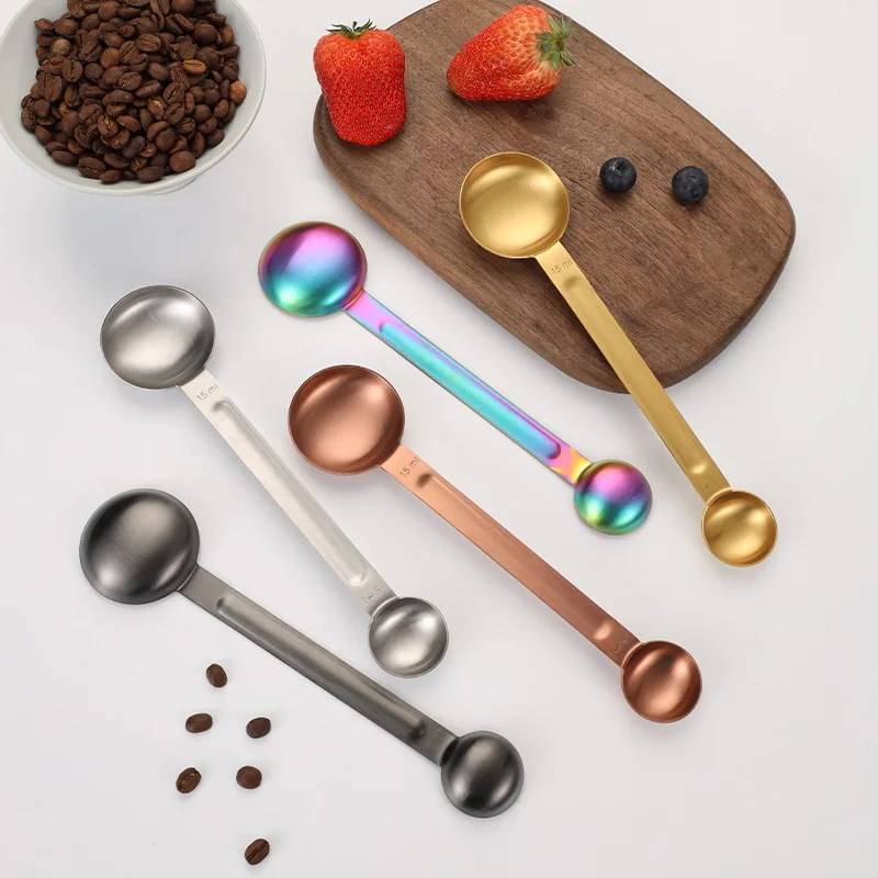 Dual Sided Stainless Steel Measuring Spoon 1 Tbsp 15ml and 5ml Coffee Scoop For Measuring