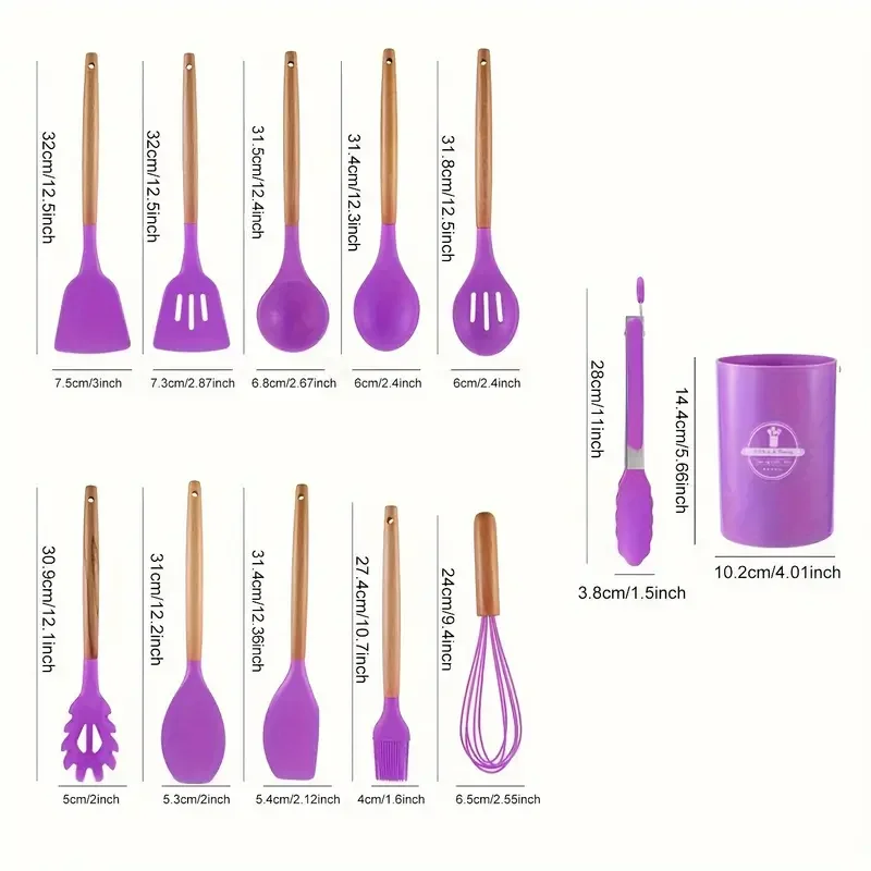 Home and Kitchen Accessories 12 Pcs Heat Resistant Food Silicone Kitchen Cheap Cooking Spatula Utensils Set