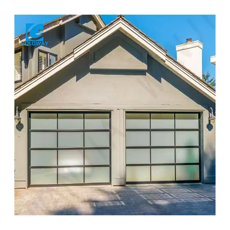 Full View Flap Garage Door Automatic Transparent Glass Panel Overhead Door