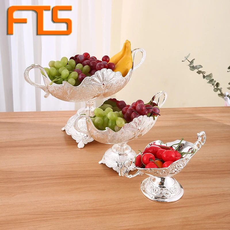 FTS fruit dishes silver irregular party decor iron wedding tray display dessert luxury fancy fruit plate