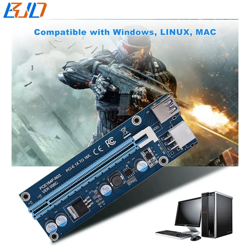 Переходник PCI-E 16X на X1 Mini PCIe MPCIe GPU для видеокарты 0 6 м USB-кабель в