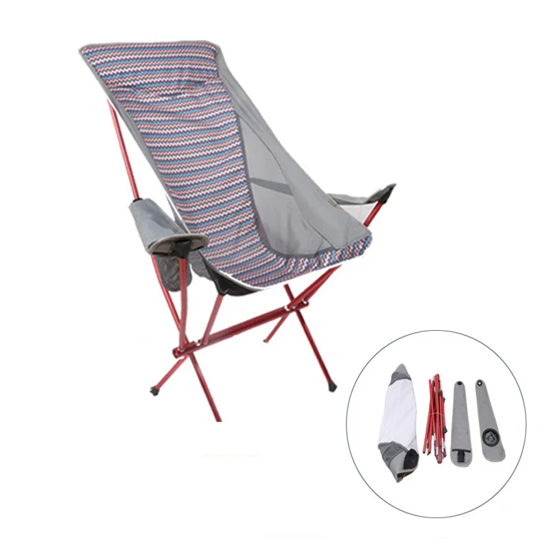 Low Price Synthetic Leather Wooden Grain Fabric Surface Reinforced Aluminum Frame and Pocket Folding Fishing Camping Chair