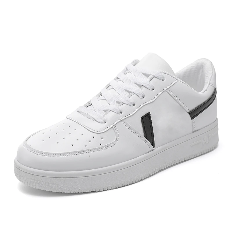 sneaker manufacturer Latest Sport Breathable Leather Made White Flat Sneakers Black Casual Shoes Men and Women