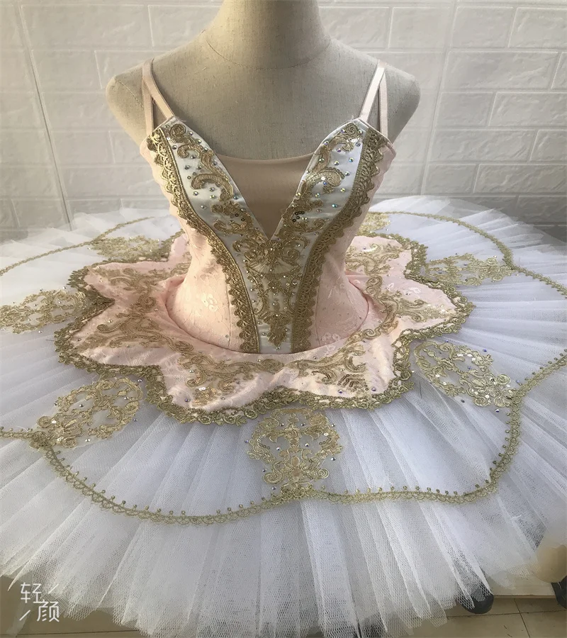 New light pink Jacquard hook & eye design ballet tutu Professional girls perform ballet Tutu costumes. New TUTU-17